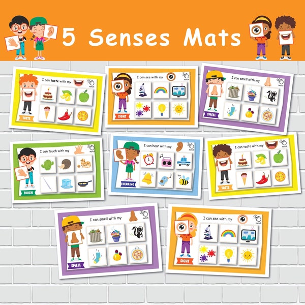 Five Senses Sorting Mats, Printable Activity, 5 Senses Sorting, Homeschool Resource, Toddlers Busy Bags, Preschool Busy Book.