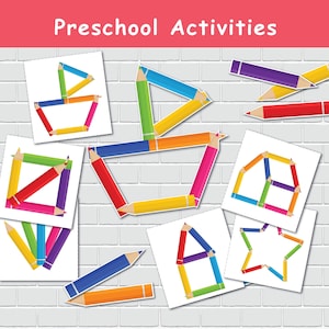 Attività prescolare con modelli, momenti di tranquillità per i bambini, forme e modelli stampabili, materiale Montessori, risorse scolastiche domestiche per bambini