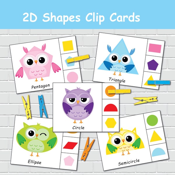 2D Shapes Clip Cards, Shapes Busy Book, File Folder Games, Special Education, Preschool Learning Binder.