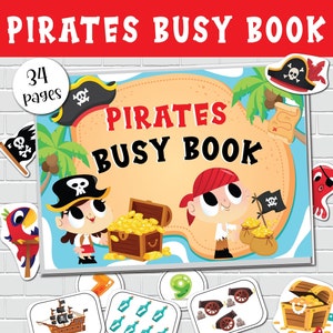 Libro ocupado de piratas, carpeta de aprendizaje preescolar, libro tranquilo para niños pequeños, plan de estudios de escuela en casa, Material Montessori, carpeta de archivos, juegos