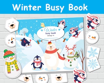 Winter Busy Book, Preschool Quiet Book, Printable Activities, Toddler Learning Binder, Homeschool Curriculum, Kids Busy Binder