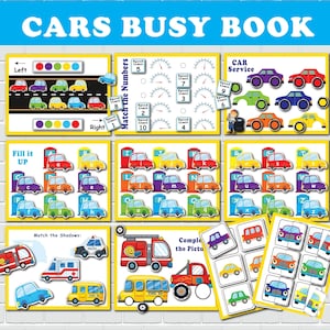 Cars Occupé Livre Enfants Apprentissage Reliure Préscolaire Voiture Thème Livre Calme Classeur Dossier Jeux Matériel Montessori