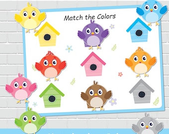 Birds Color Matching Activity, Color Printables, Toddler Busy Book (Digital Download)