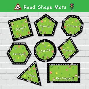 Tapis en forme de route pour enfants d'âge préscolaire, activité à imprimer formes 2D, ressources pour l'école à la maison, jardin d'enfants
