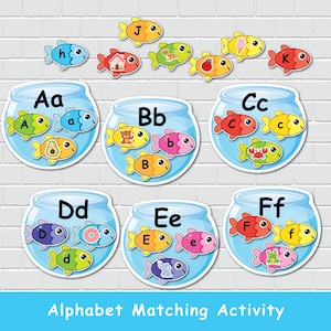 Fisch ABC Matching-Aktivität für Kinder, Alphabet-Buch, Vorschul-Lernordner, Homeschool-Lehrplan, Kindergarten-Lernprozess