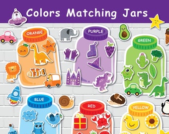 Actividad de combinación de colores para niños, imprimibles para colorear para niños pequeños, materiales Montessori, plan de estudios preescolar para educación en el hogar