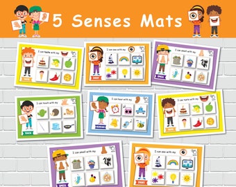 Five Senses Sorting Mats, Printable Activity, 5 Senses Sorting, Homeschool Resource, Toddlers Busy Bags, Preschool Busy Book.