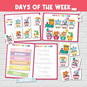 Actividad imprimible de los días de la semana para niños. Carpeta de aprendizaje Circle Time, preescolar y jardín de infantes.