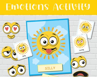 Emotions Activity for Kids, Toddler Feelings, Emotions Matching Activity, Feelings Flashcards, Preschool Worksheets, Autism Activities