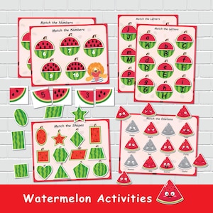 Activités pastèque pour enfants, cartable d'apprentissage préscolaire, éducation spéciale, programme d'enseignement à la maison, temps calme pour les tout-petits, apprentissage préscolaire.