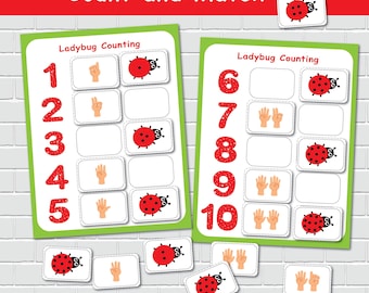 Marienkäfer zählen und entsprechen Aktivitäten, Vorschule Mathe, Kleinkind beschäftigt Buch, Homeschool Ressourcen, Dateiordner Spiele