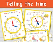 Printable Clock, Telling Time Learning Activities, Preschool Learning Binder, File Folder Games, Homeschool Curriculum