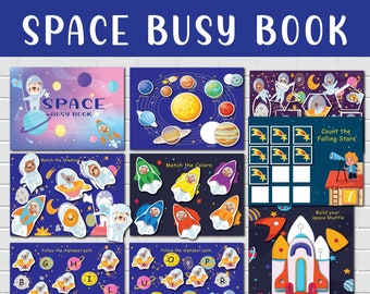 Outer Space Busy Book Solar System Learning Binder Preschool Busy Binder Toddler Quiet Book Pre-k Learning Homeschool Curriculum