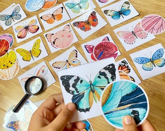 Butterfly Pattern Matching Cards, Montessori Materials, Preschool Printable, Homeschool Learning, Kindergarten Activity