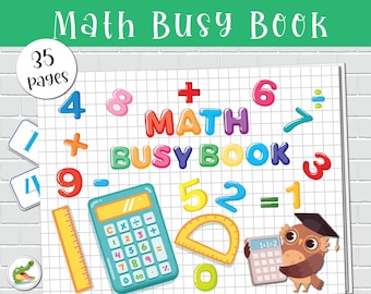 Math Busy Book Printable Worksheets for Pre-k Learning. Toddler Activities Preschool Curriculum Homeschool Counting Practice Kindergarten.