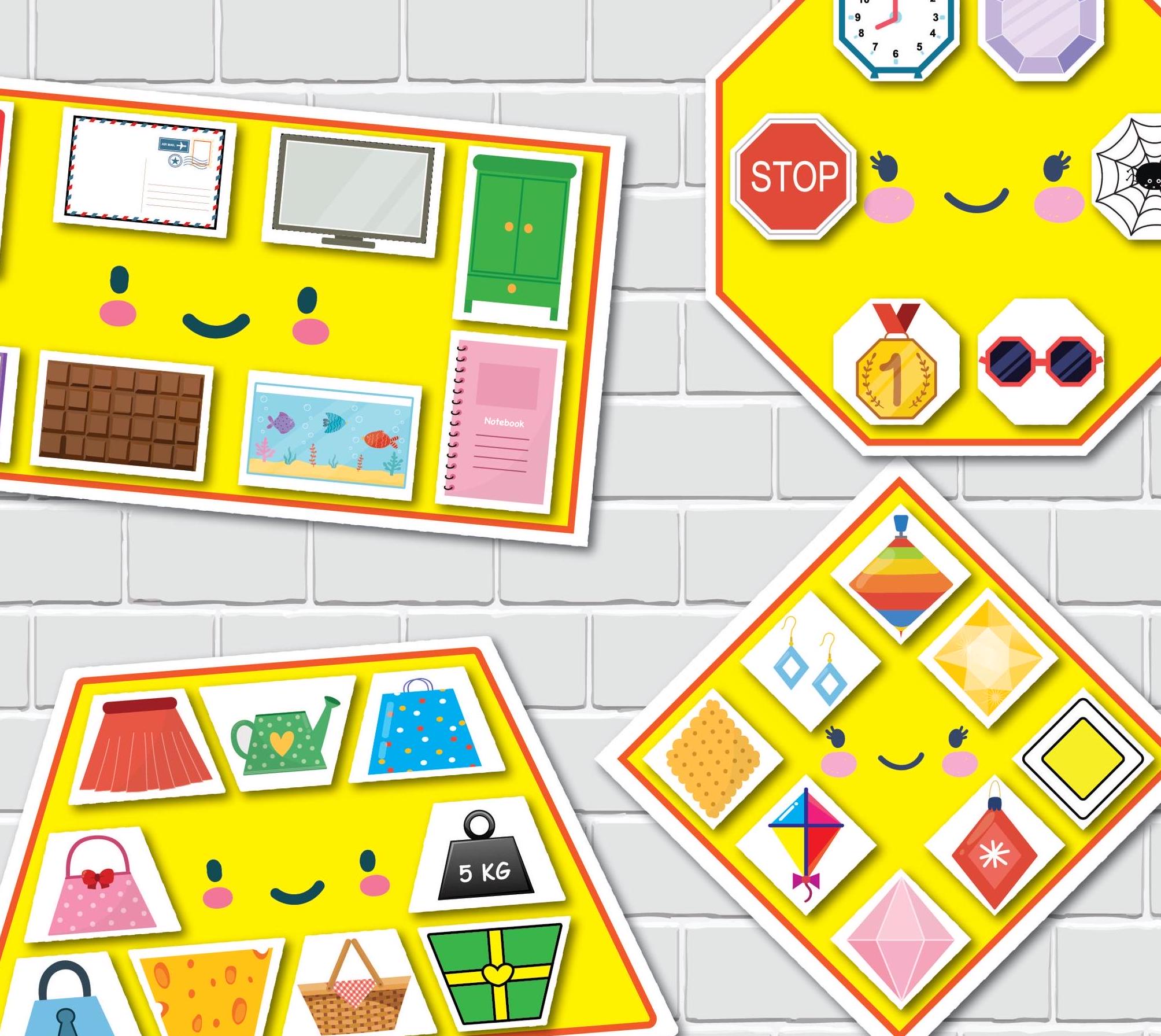 Shapes Matching Activity for Kids, 2D Shapes Sort and Match, Toddler ...