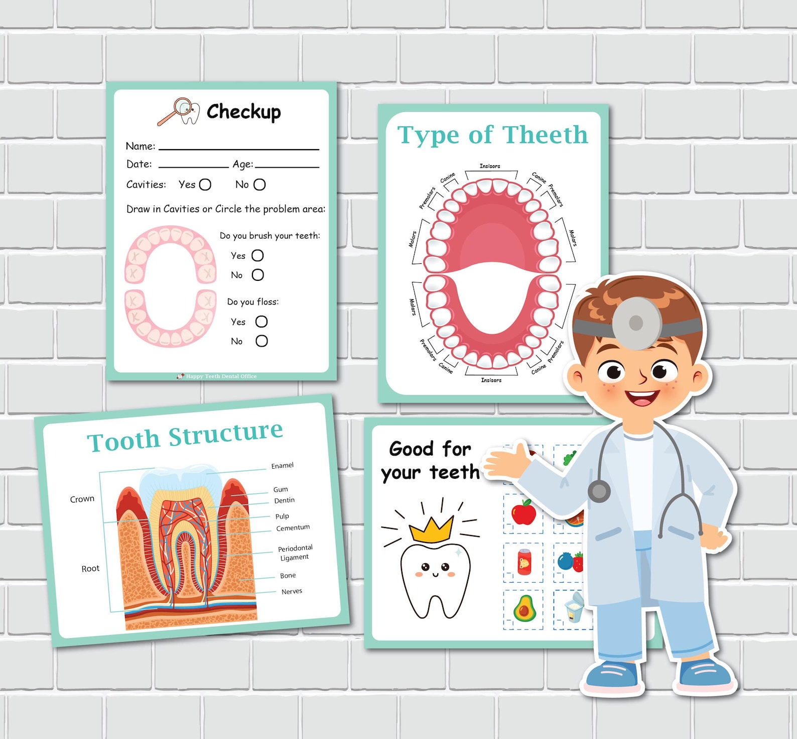 Dentist Dramatic Play, Dental Office Pretend Play, Printable Dramatic ...