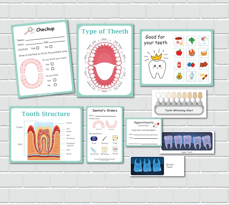 Dentist Dramatic Play, Dental Office Pretend Play, Printable Dramatic ...