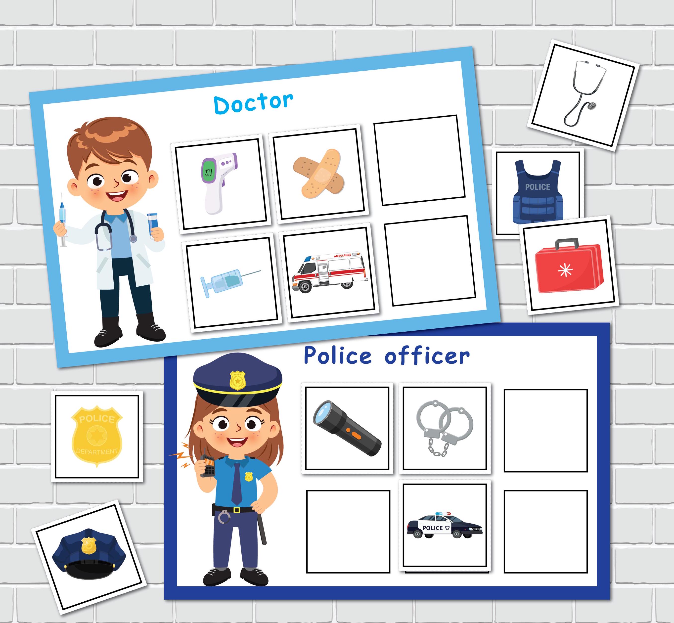 Community Helpers Preschool Sorting Mats. Professions Printable ...