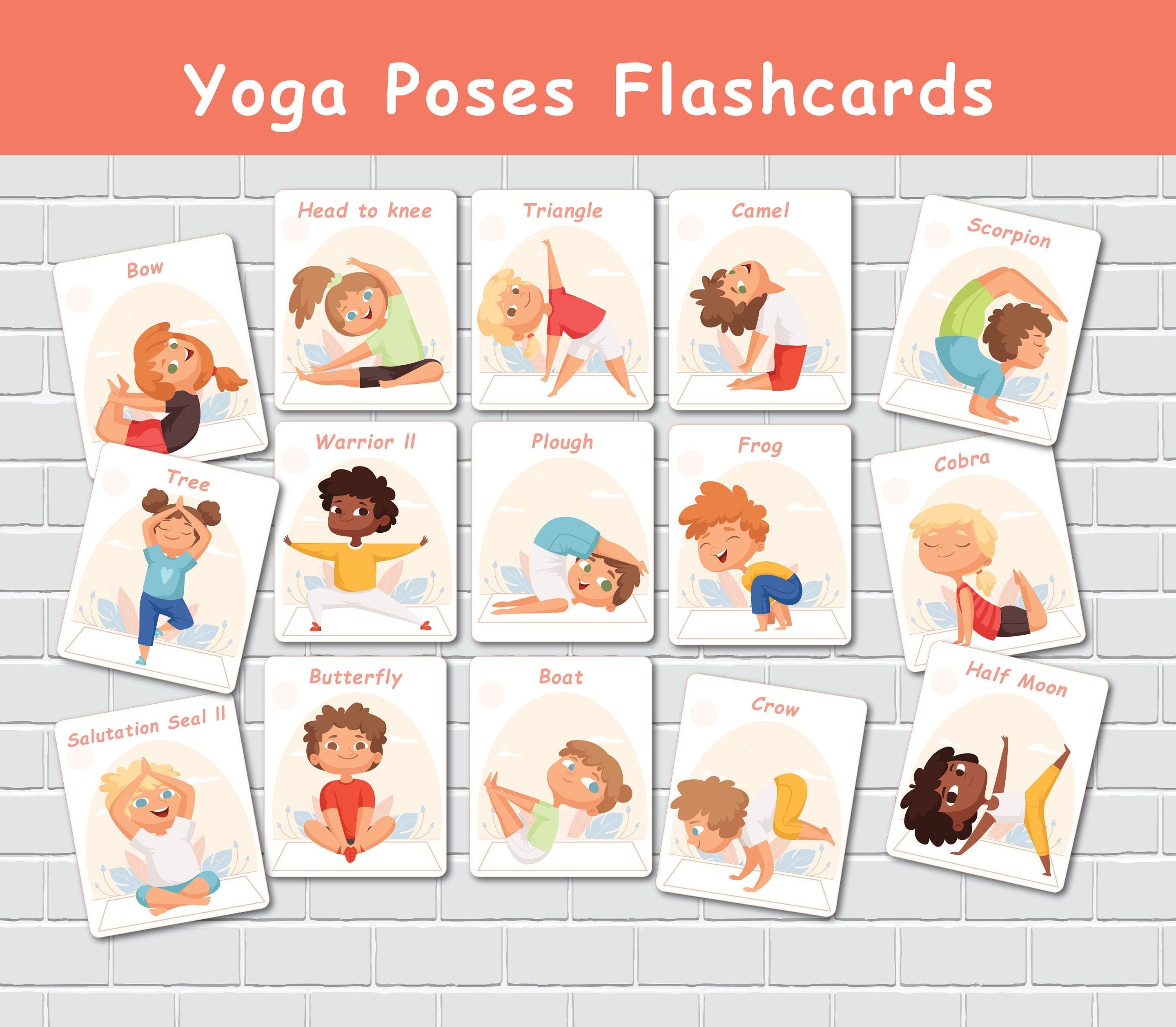 Cartes flash personnalisées Acelion Cartes flash de yoga Cartes à