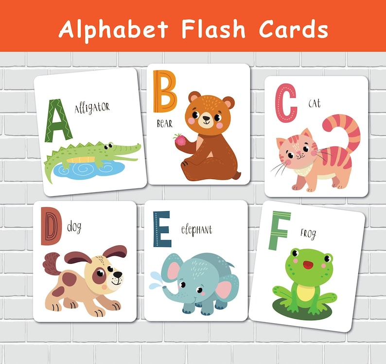 Alphabet Flashcards for Toddlers ABC Printable Flash Cards Etsy