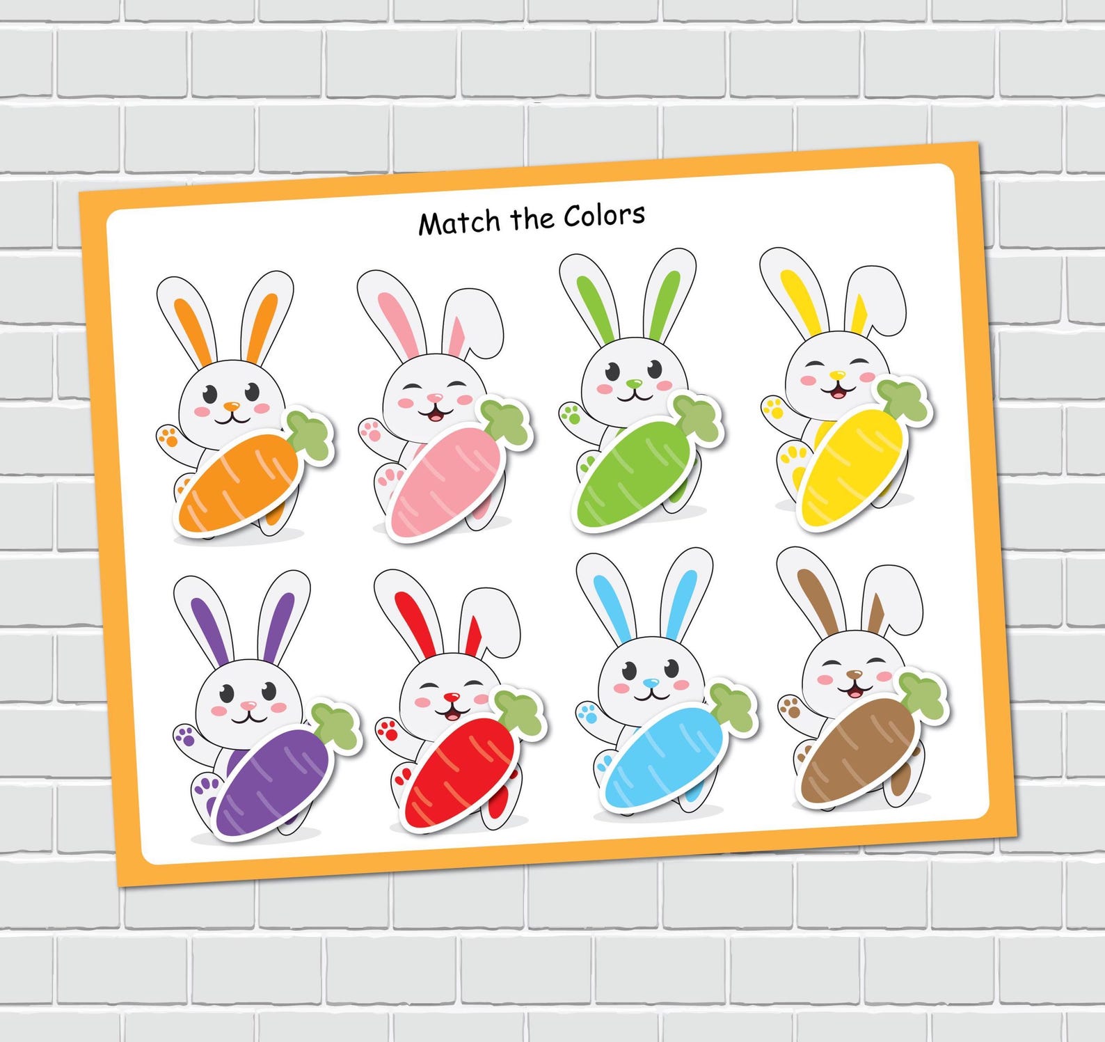 Bunny Color Matching Activity for Kids, Toddler Color Printables - Etsy