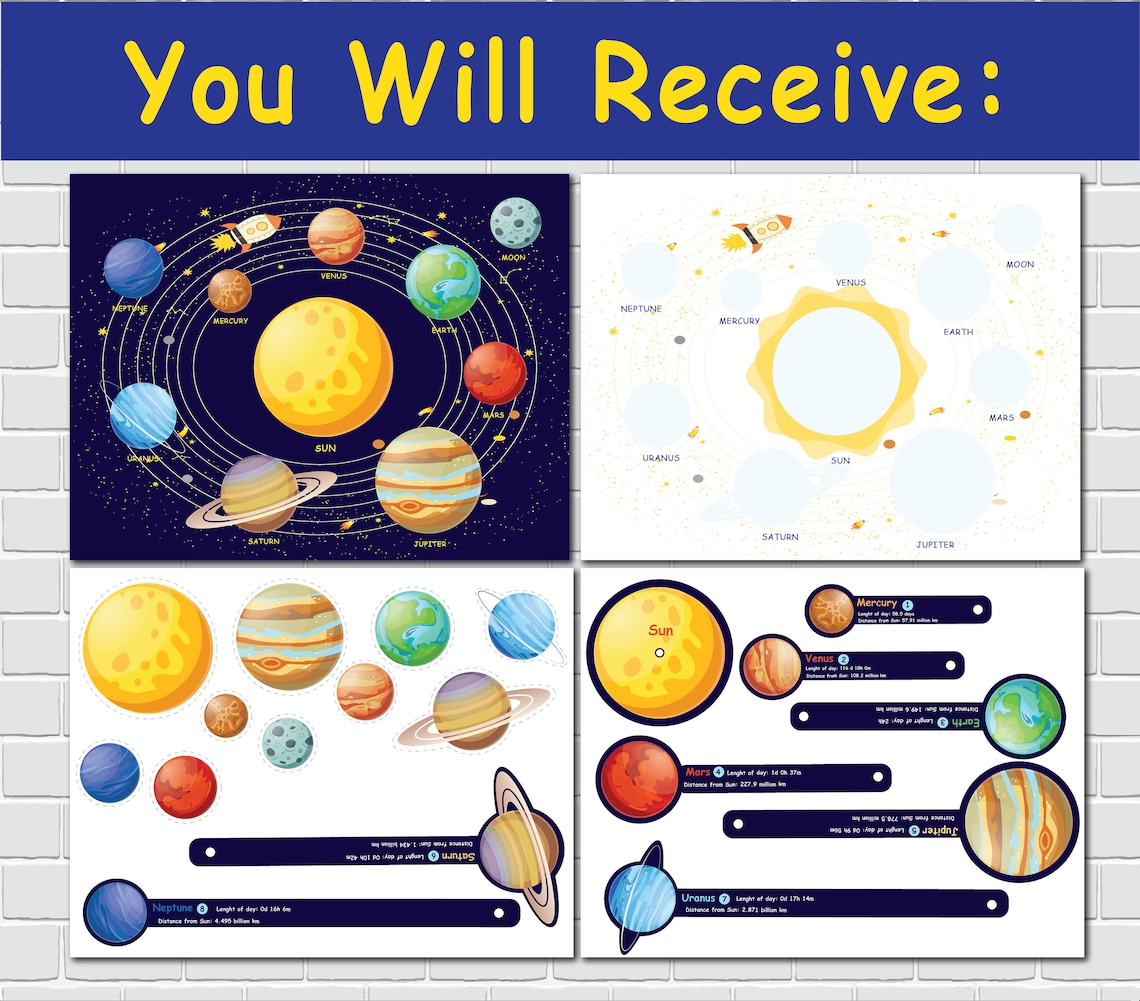Solar System Printable Activity Outer Space Study Preschool Learning - Etsy