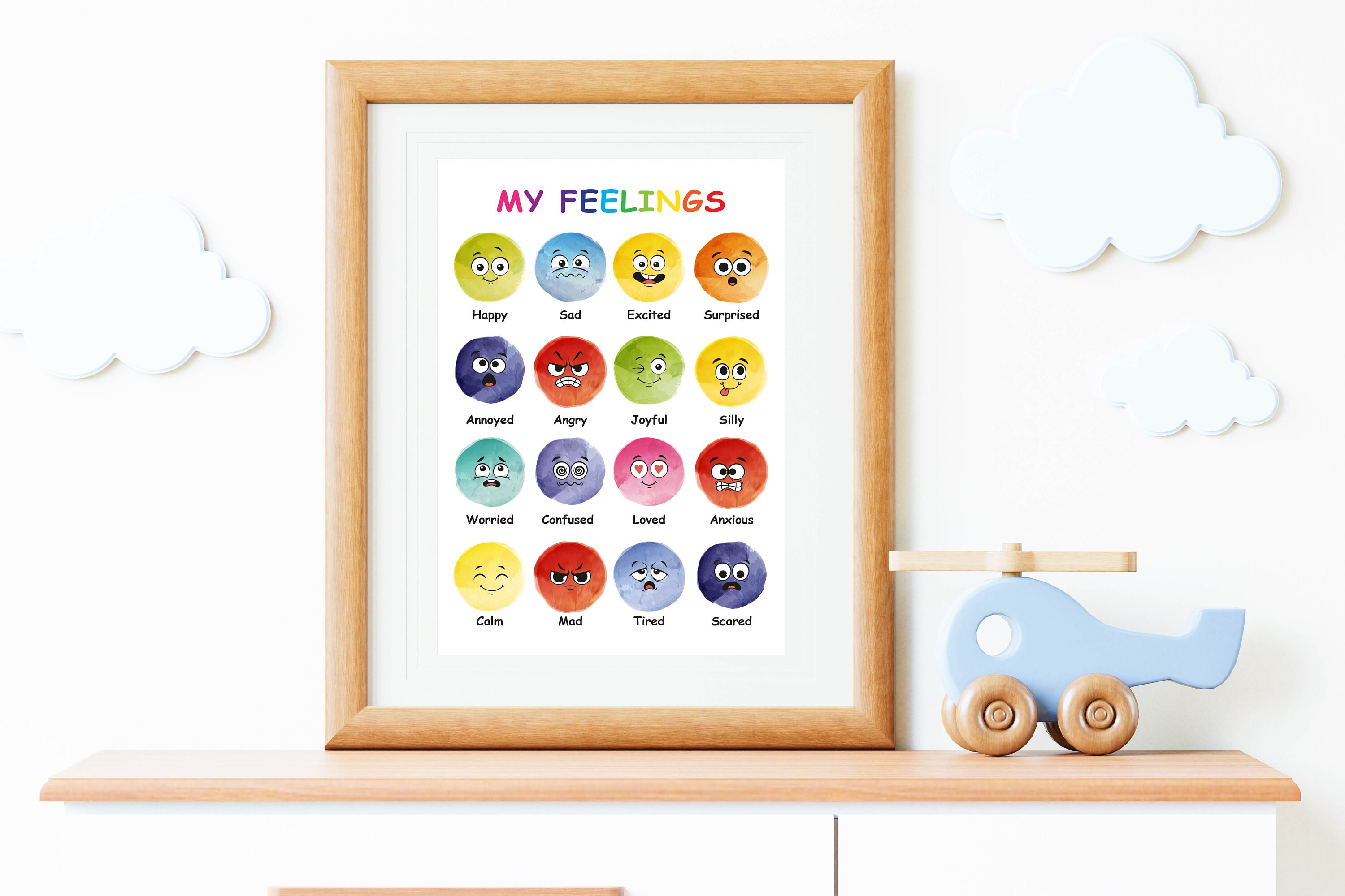 Birthday Decor Feelings Chart Poster For Kids Toddlers - Emotions Chart ...