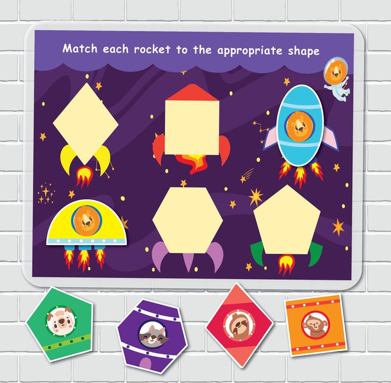 Shape Matching Activity, 2D Shapes, Space Busy Book Page, File Folder ...