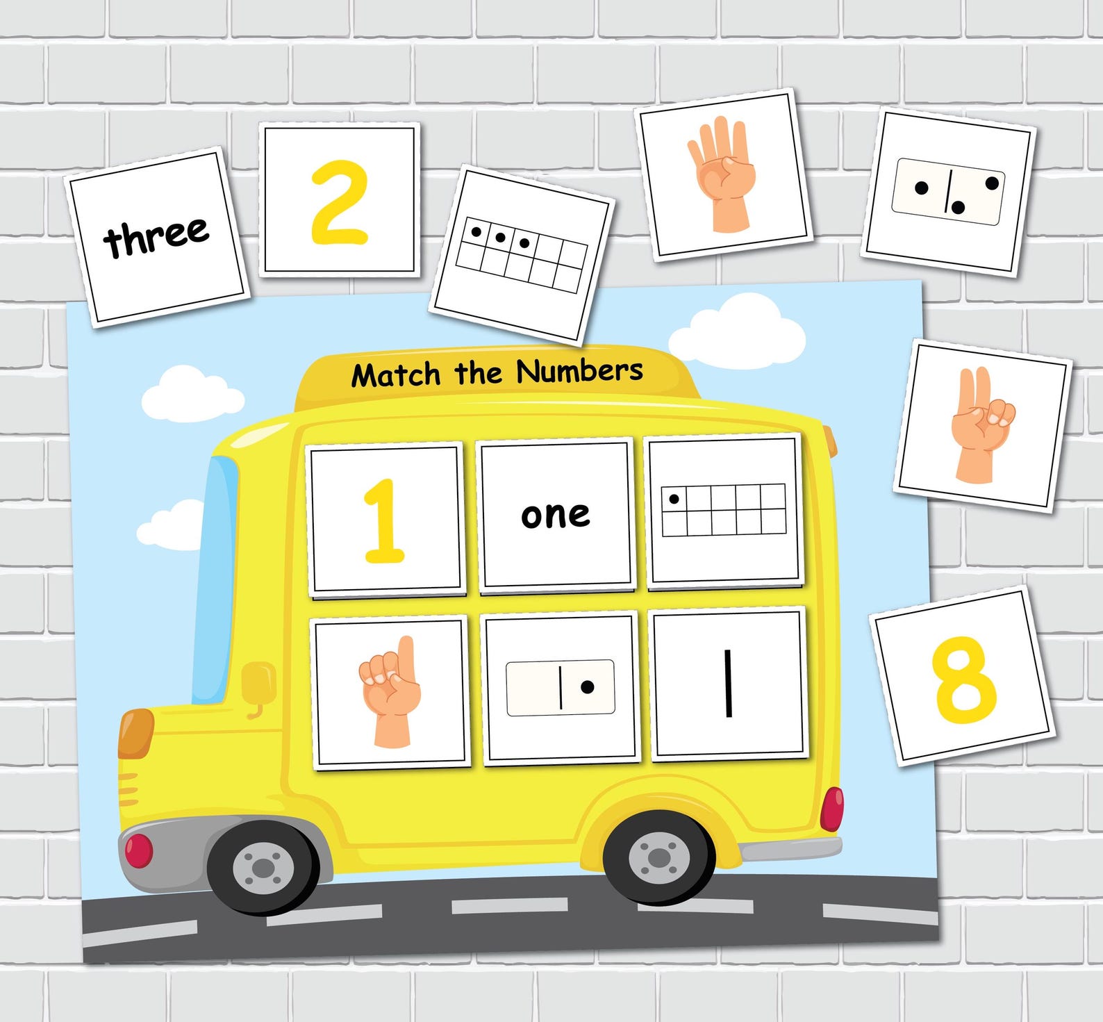 Numbers 1-10 Matching Activity for Kids. Toddler Count and Match Game ...