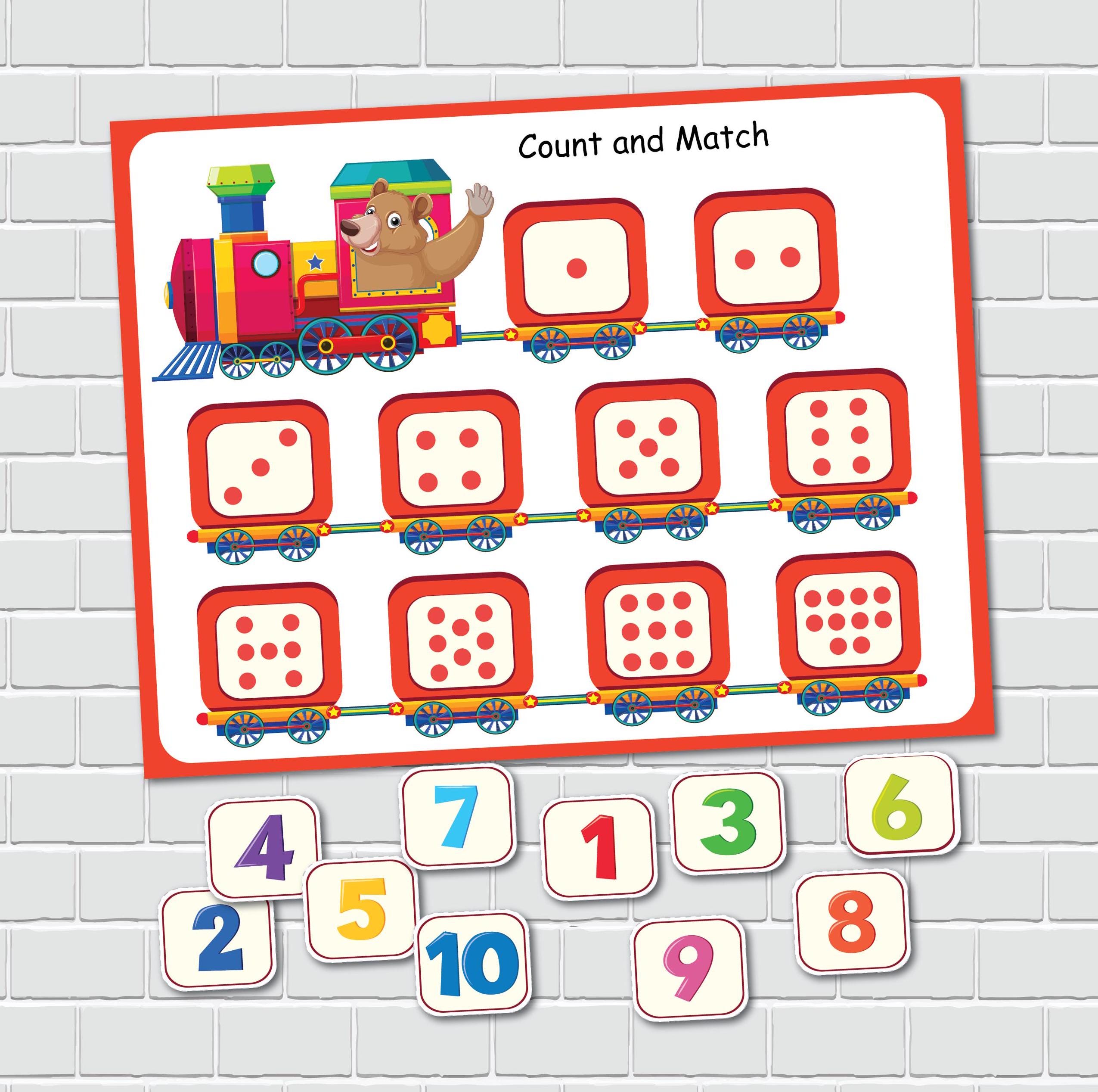 Train Numbers Matching for Kids, Count and Match Game, Toddler Busy ...
