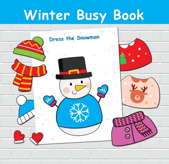 Snowman Dress Up Printabe Activity. Preschool Printable Worksheets. Toddler File Folder Game. Winter Busy Book. Kindergarten Pre-k.