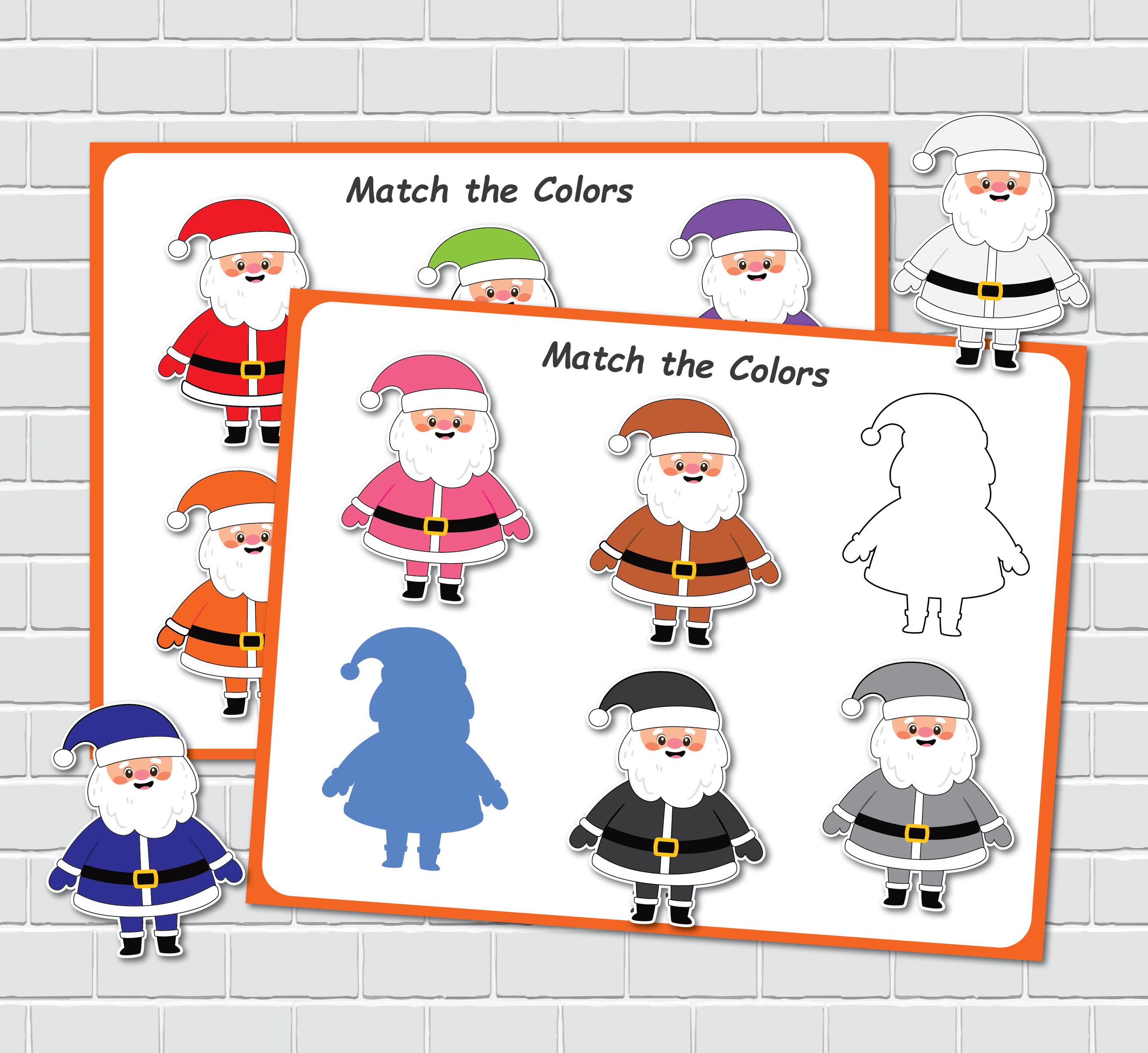 Santa Color Matching Activity, Toddler Printable, Christmas Busy Book ...
