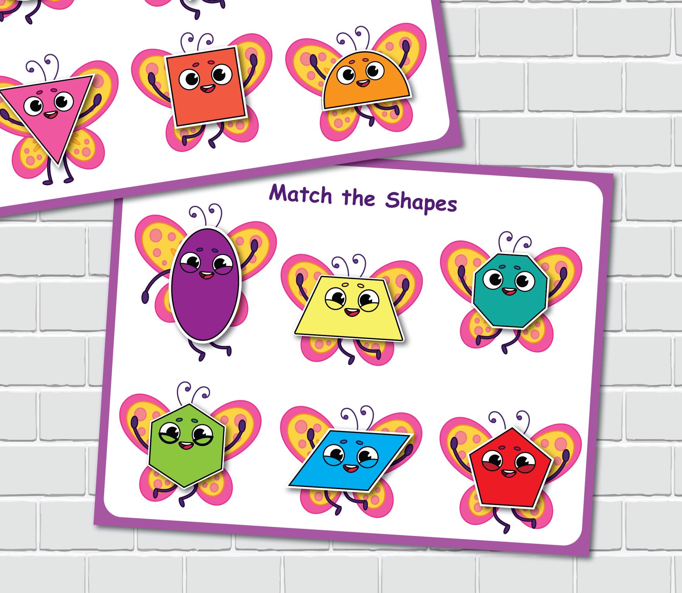 Butterflies Shape Matching Activity, 2D Shapes, Summer Busy Book Page ...