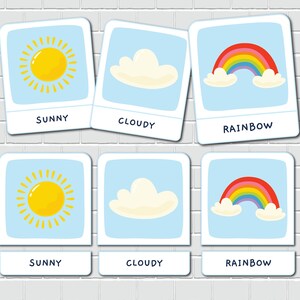Weather Flash Cards Toddler Printable Activity Montessori Flashcards ...
