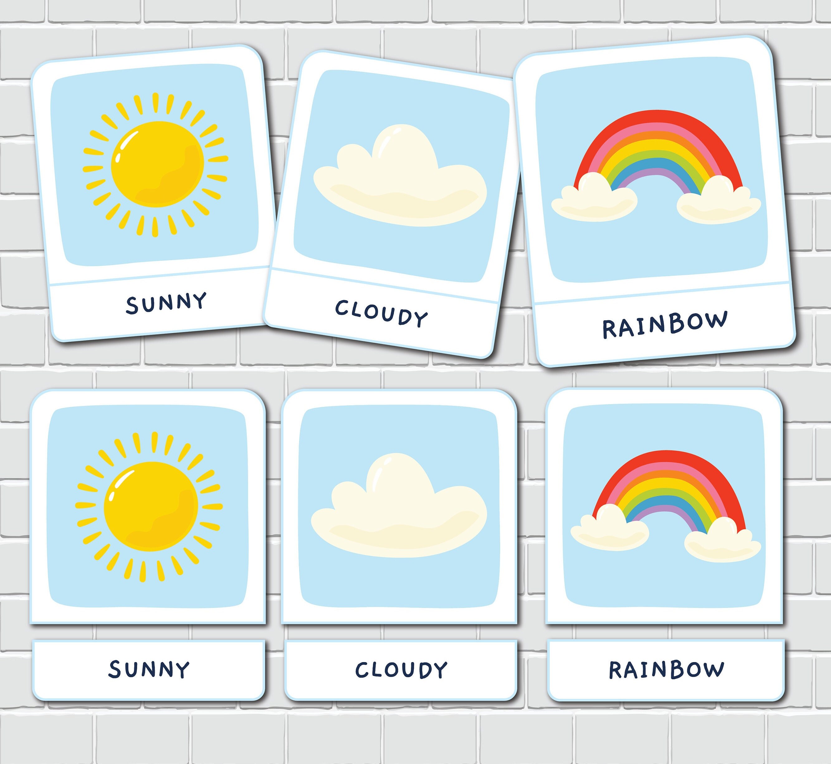 Weather Flash Cards Toddler Printable Activity Montessori Flashcards ...