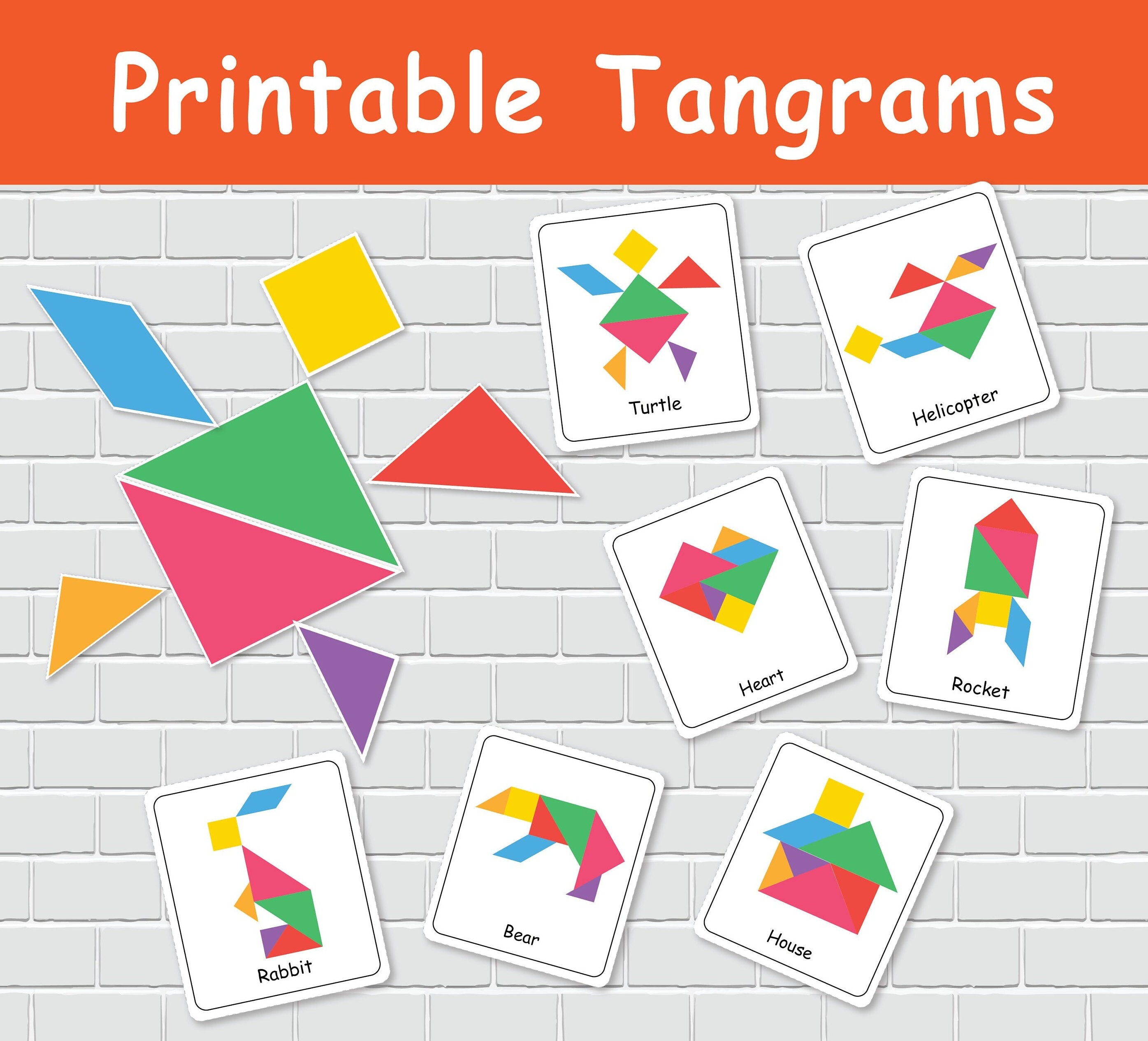 Actividad de rompecabezas de Tangrams imprimible para material Montessori  de preescolar y jardín de infantes -  México