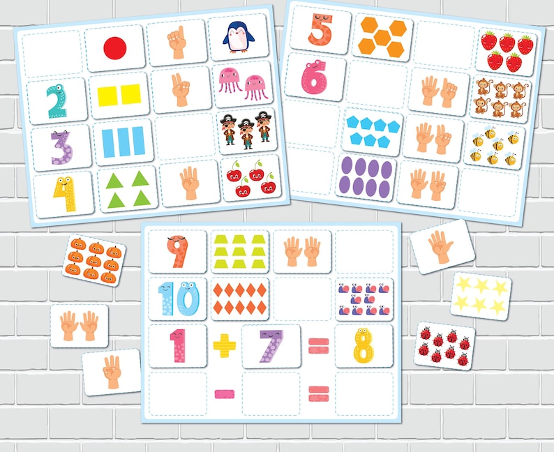 Numbers Matching Activity for Kids, Counting Game, Preschool Math ...