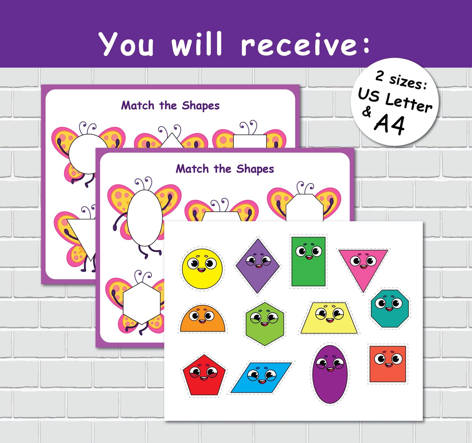 Butterflies Shape Matching Activity, 2D Shapes, Summer Busy Book Page ...