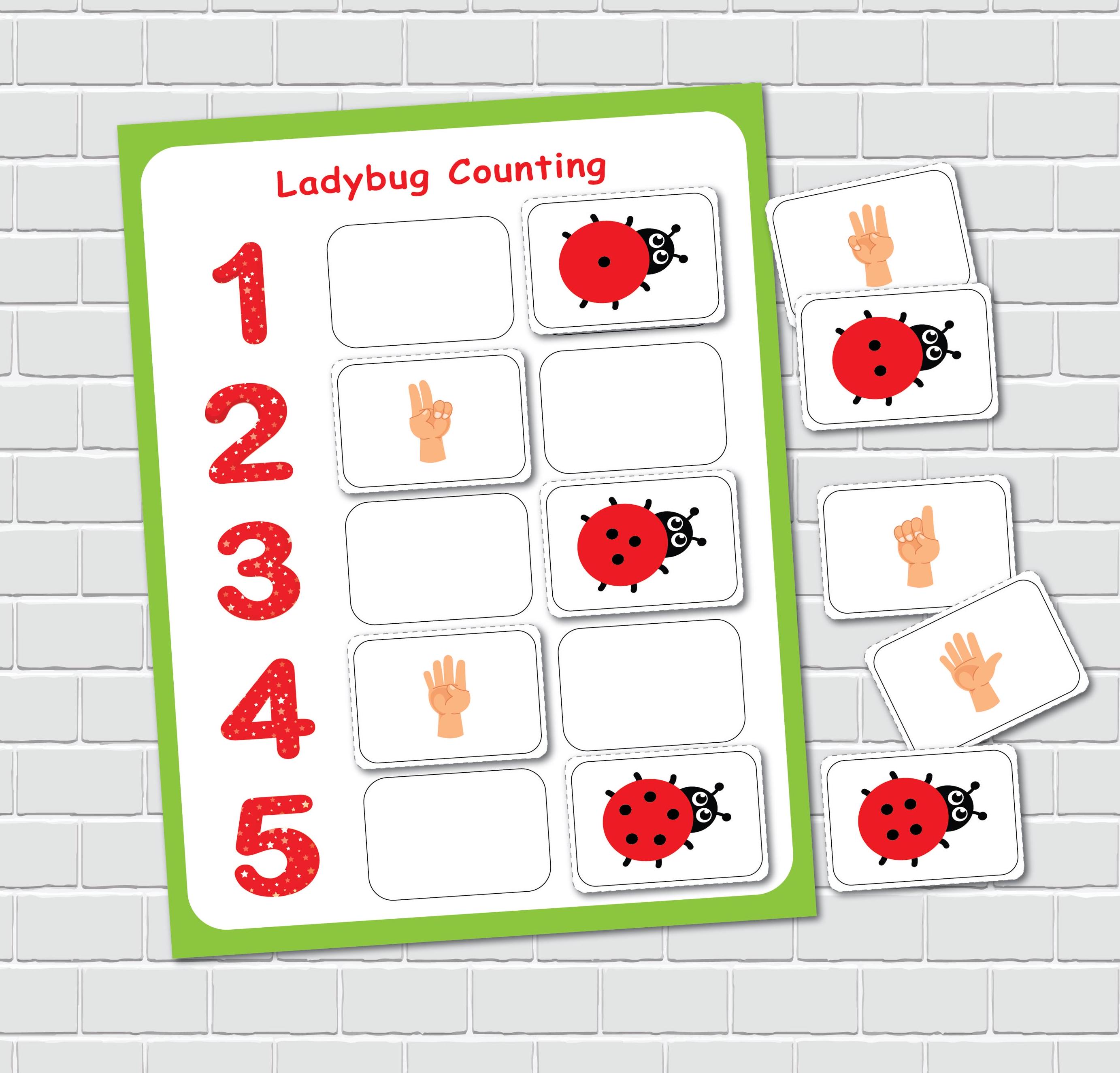 Ladybug Count and Match Activities, Preschool Math,toddler Busy Book ...