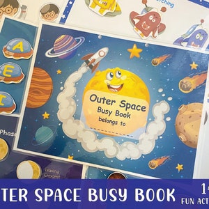 Outer Space and Solar System Universe Busy Book Printable, Toddler Quiet Book,Toddler Busy Binder, Preschool Activities, Homeschool Learning