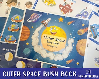 Outer Space and Solar System Universe Busy Book Printable, Toddler Quiet Book,Toddler Busy Binder, Preschool Activities, Homeschool Learning