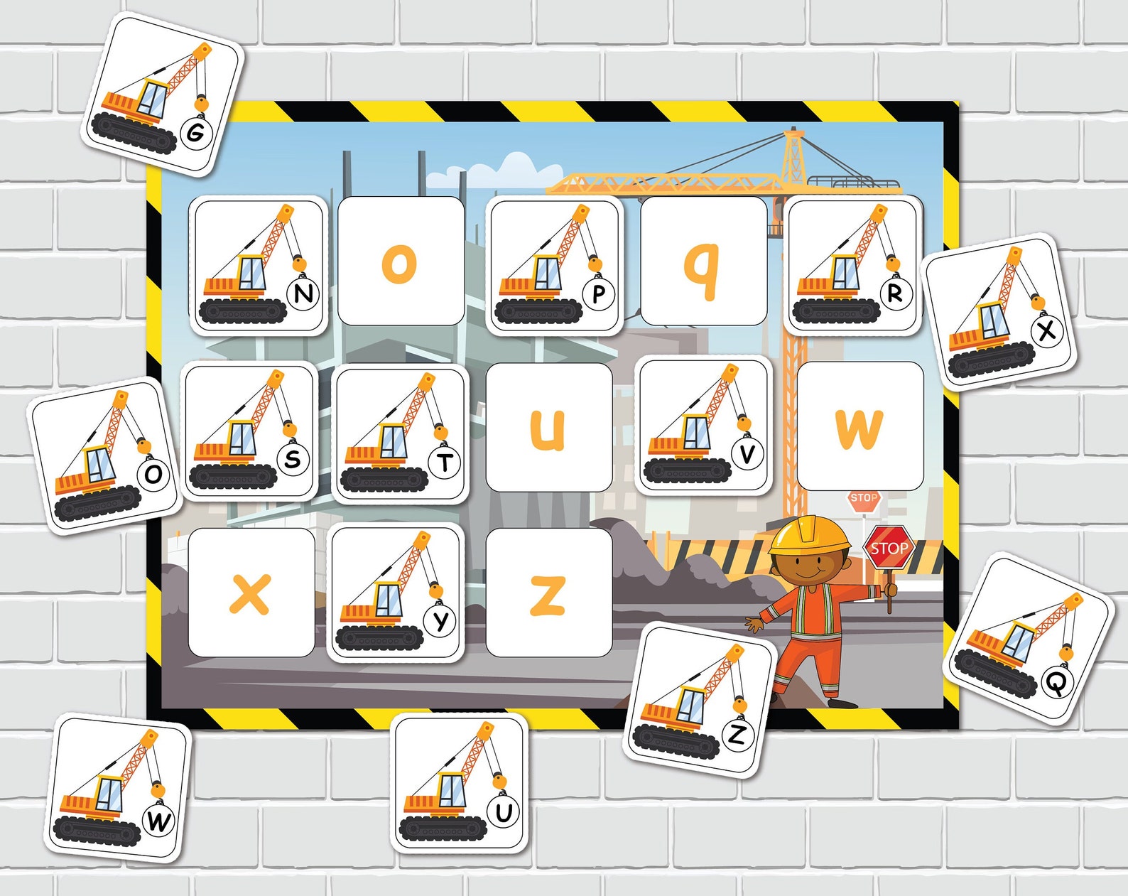 Construction Alphabet Matching Activity, Preschool Learning (digital ...