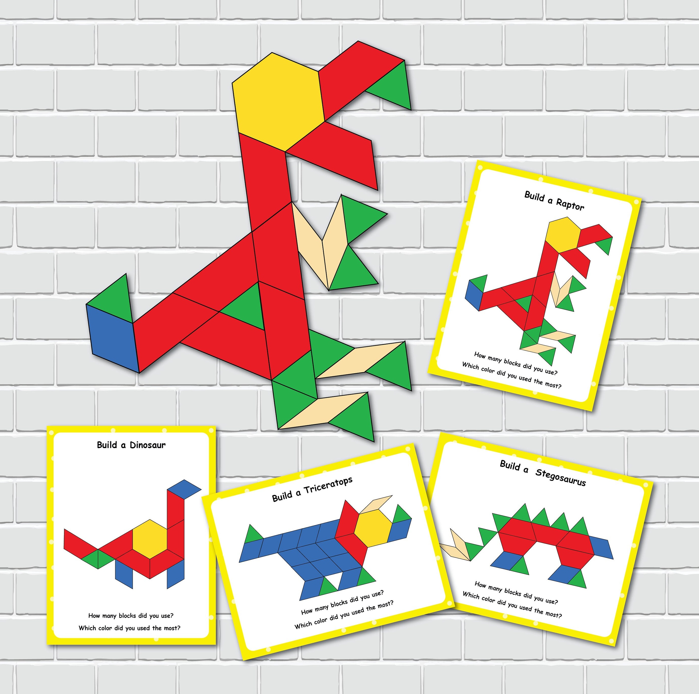 Pattern Block Templates, STEM Challenge Cards for Preschool and ...