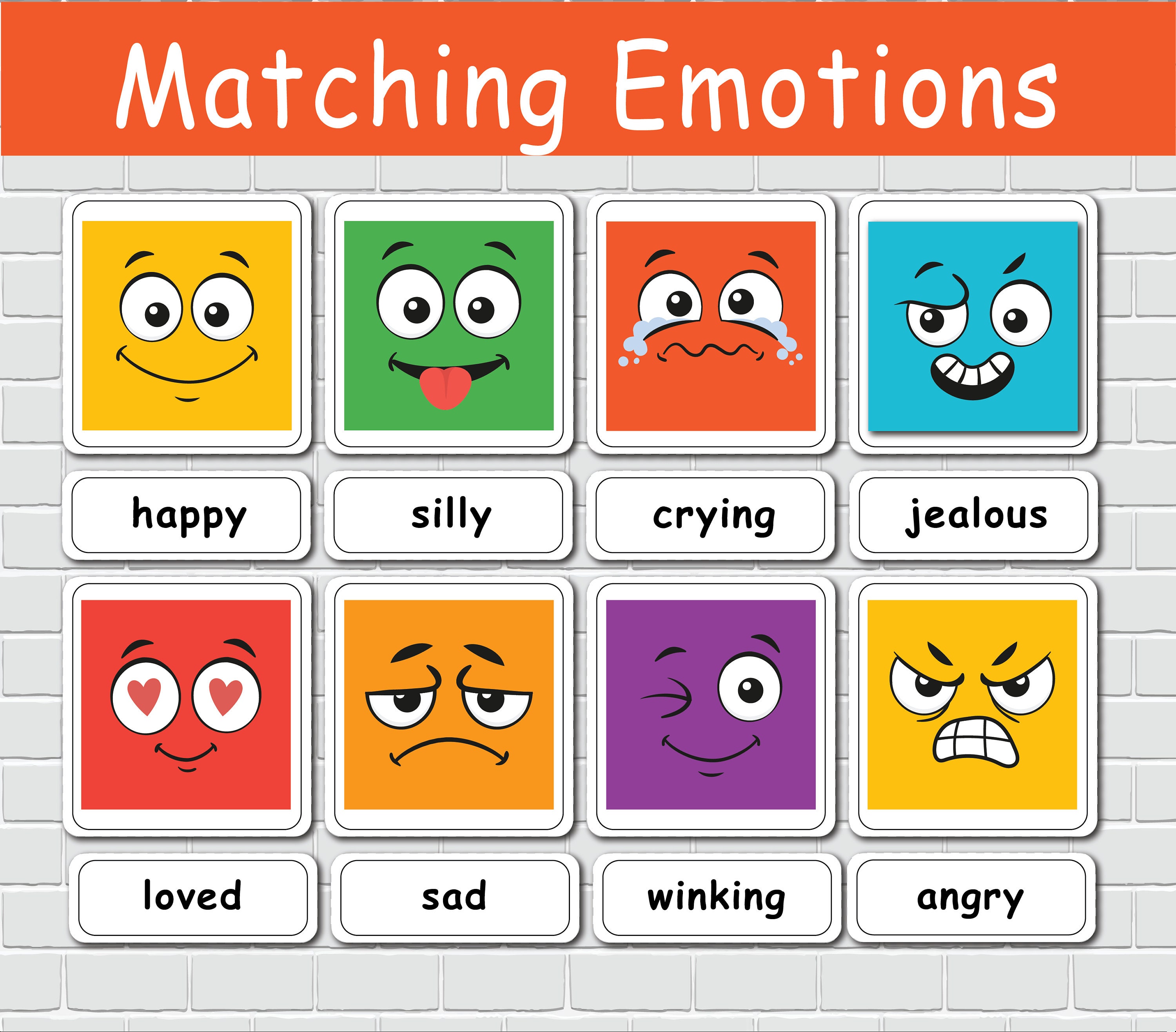 Emotions Flash Cards, Feelings Montessori Printable Activity, Preschool ...