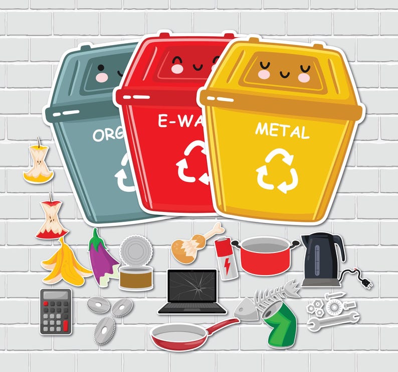 Actividad de emparejamiento de reciclaje para niños, imprimible del Día de la Tierra, juego de clasificación de reciclaje imagen 7