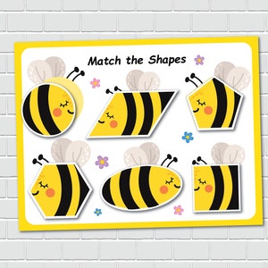 Bee Shape Matching Activity, 2D Shapes, Busy Book Page, File Folder Games, Special Education, Preschool Learning Binder. image 5