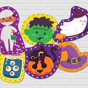 Halloween Lacing Cards, Preschool Fine Motor Skill Activity, Fall ...