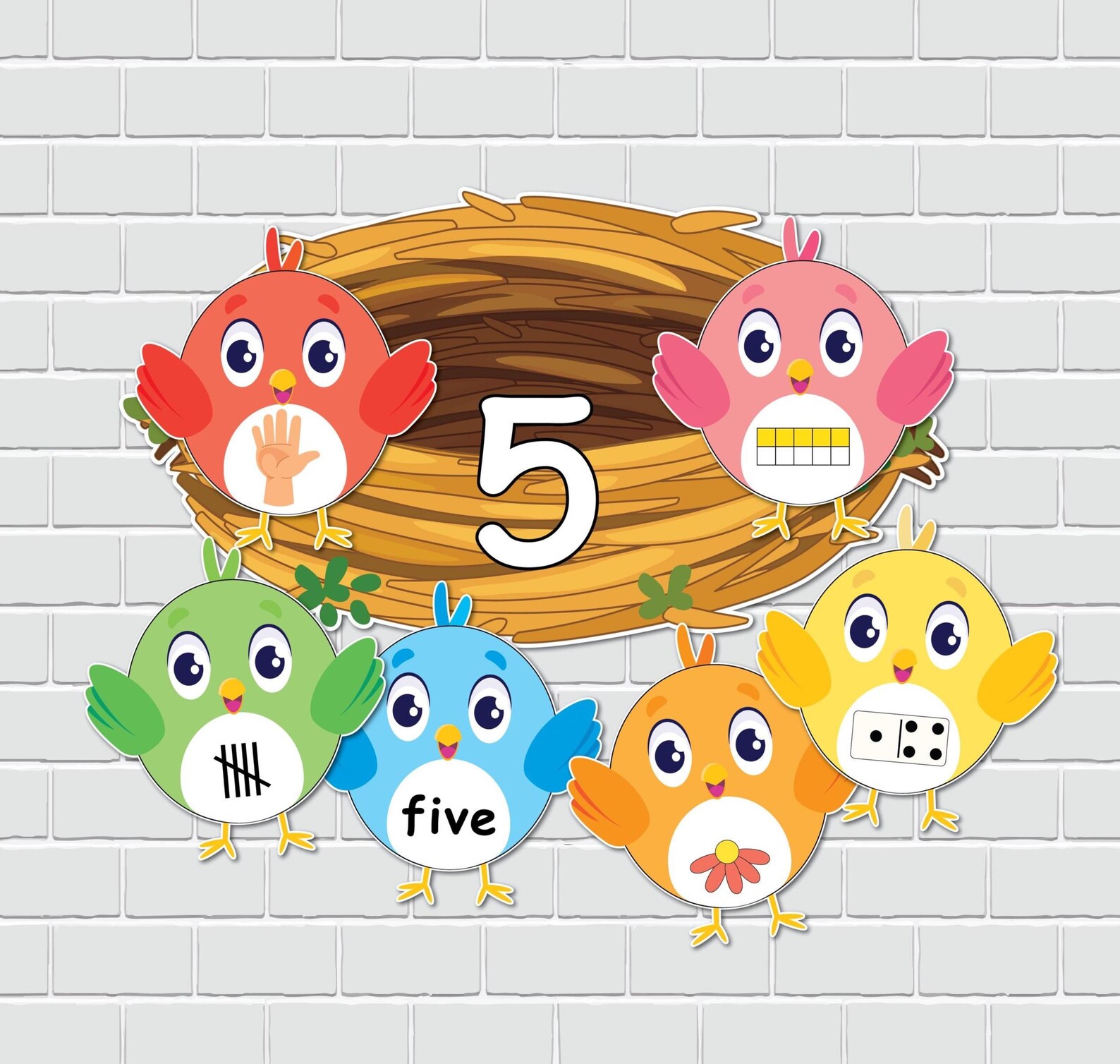 Numbers Birds Roses Birds Numbers Matching Activity, Preschool Math Centers, Toddler Quiet ...