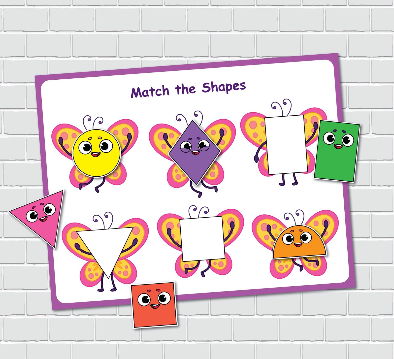 Butterflies Shape Matching Activity, 2D Shapes, Summer Busy Book Page ...